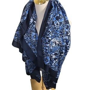 Disney Scarf Blue Graphic Print Wrap Shawl Made in Italy Lightweight